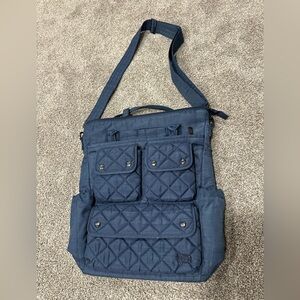 Lug Charleston Tote Brushed Blue Destination Travel Bag Large Pockets Zip